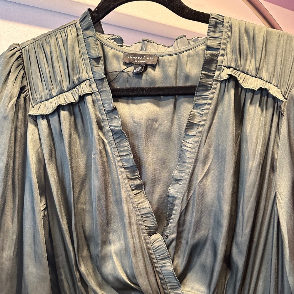 Current Air Pleated Long-sleeved Maxi Dress